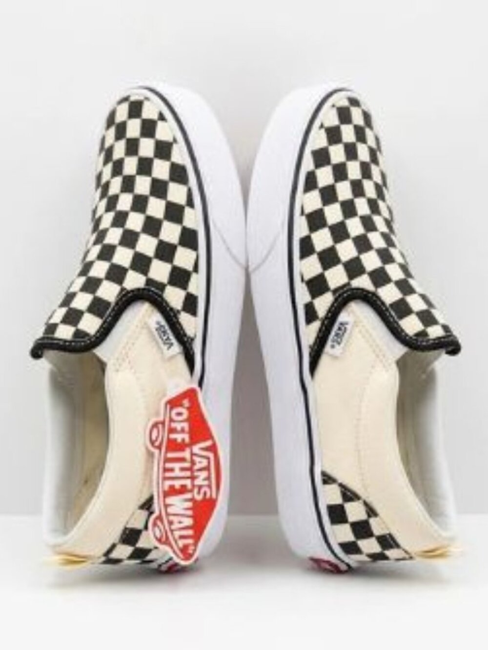 NEW VANS CHECKERBOARD Black White Slip On Shoe YOUTH SZ 5/WOMENS 6.5